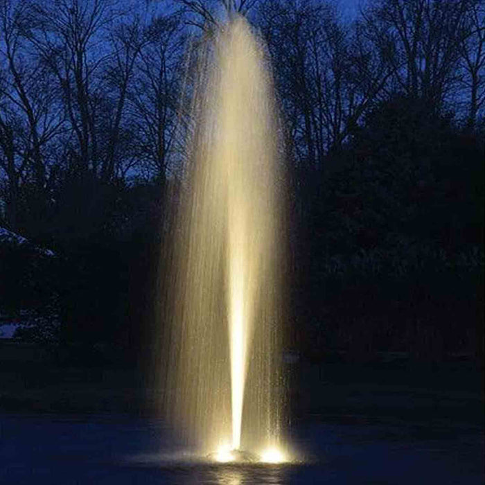 EasyPro AquaFountain 1/2 HP Floating Fountain Shown with Rocket Nozzle Spray Pattern and AquaShine Light Kit - 115V at Paragon Ponds