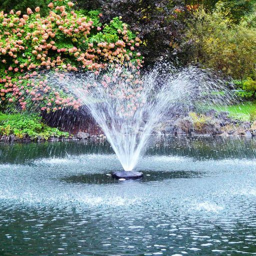 EasyPro AquaFountain 1/2 HP Floating Fountain Shown with Umbrella Nozzle Spray Pattern - 115V at Paragon Ponds