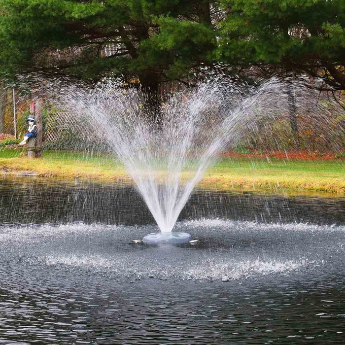 EasyPro AquaFountain 1/2 HP Floating Fountain Shown with Umbrella Nozzle Spray Pattern - 115V at Paragon Ponds