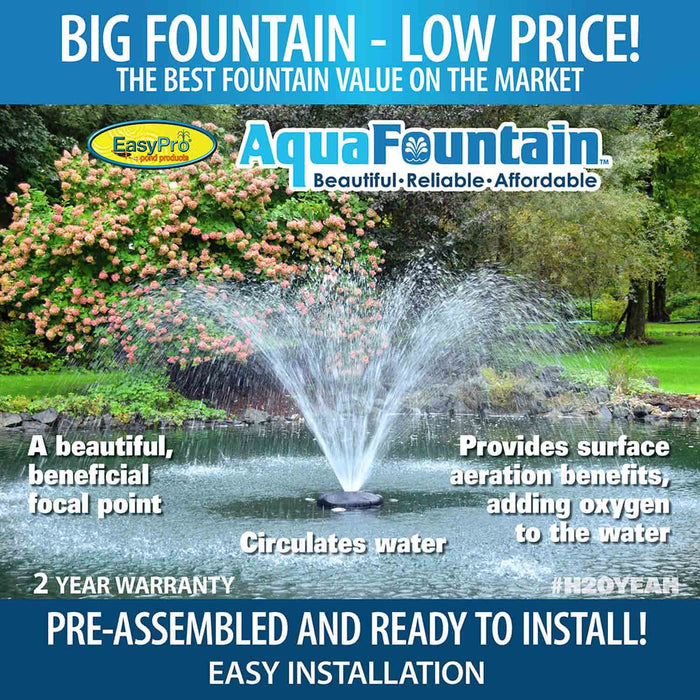 EasyPro Aqua Fountain 1/2 HP Floating Fountain - 115V - Pre-Assembled and Ready to Install