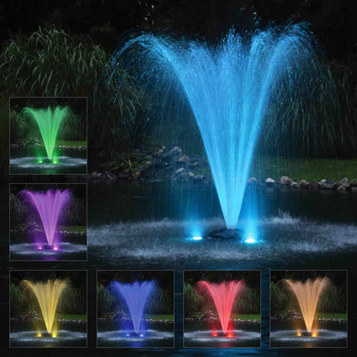 EasyPro Aquashine Color-Changing Stainless Steel LED Fountain Lighting Kit - Light Color Display Variations