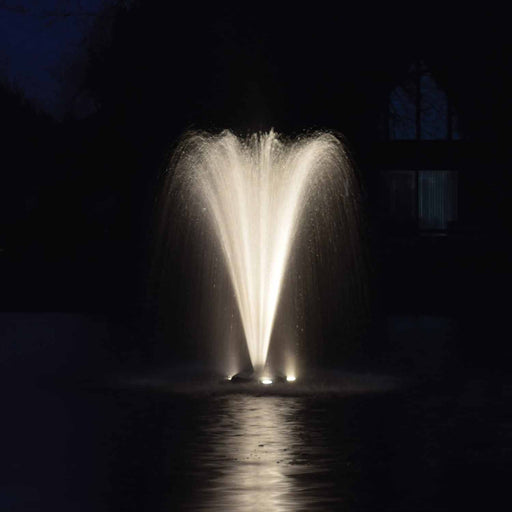 EasyPro AquaShine Stainless Steel Warm White Fountain Light Kit at Night at Paragon Ponds