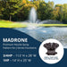 Kasco Marine Premium Nozzle Madrone Spray Pattern Dimensions for .75HP and 1HP J-Series Fountains at Paragon Ponds