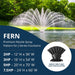 Kasco Marine Premium Nozzle Fern Spray Pattern Dimensions for 2HP, 3HP, 5HP and 7.5HP J-Series Fountains at Paragon Ponds