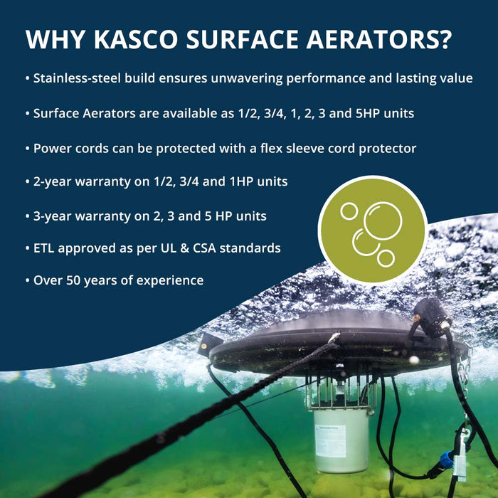Kasco Marine 2 HP 8400AF Surface Aerator - 208-240V Single Phase - Why Kasco Surface Aerators -at Paragon Ponds