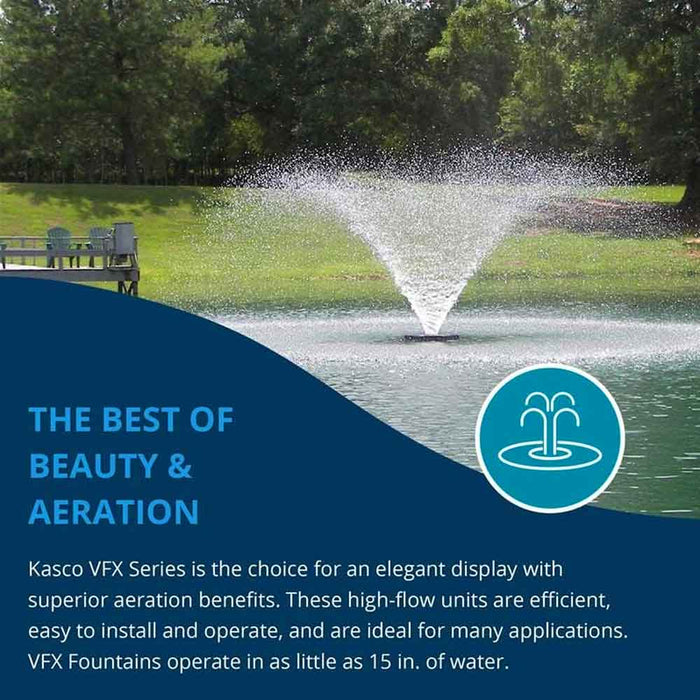 Kasco Marine 1 HP Aerating 4400 VFX Series 208-240V Fountain Beauty at Paragon Ponds