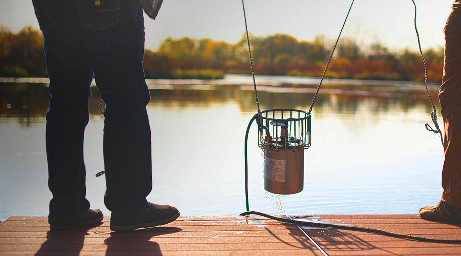 De-Icers protect your dock, boathouse and in-water property while allowing in oxygen for fish and other aquatic species.