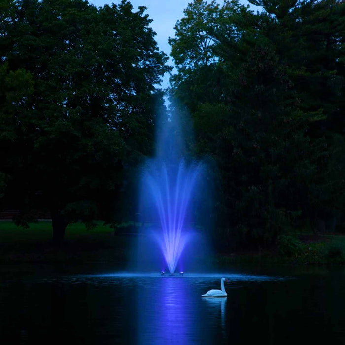 Scott Aerator Amherst Fountain 1.5 HP 230V Night Dark Blue RGB LED at Paragon Ponds
